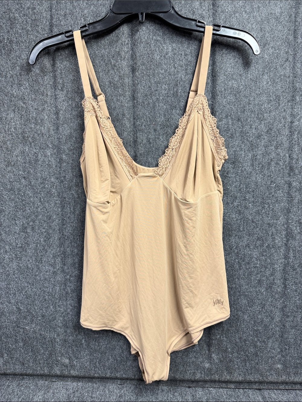 YITTY Beige Lace-Trim Chemise Bodysuit